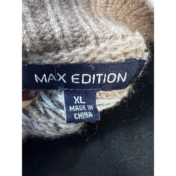 Max Edition Fair Isle Knit Cardigan Sweater Womens XL Beige Effortless cabincore - Picture 4 of 8